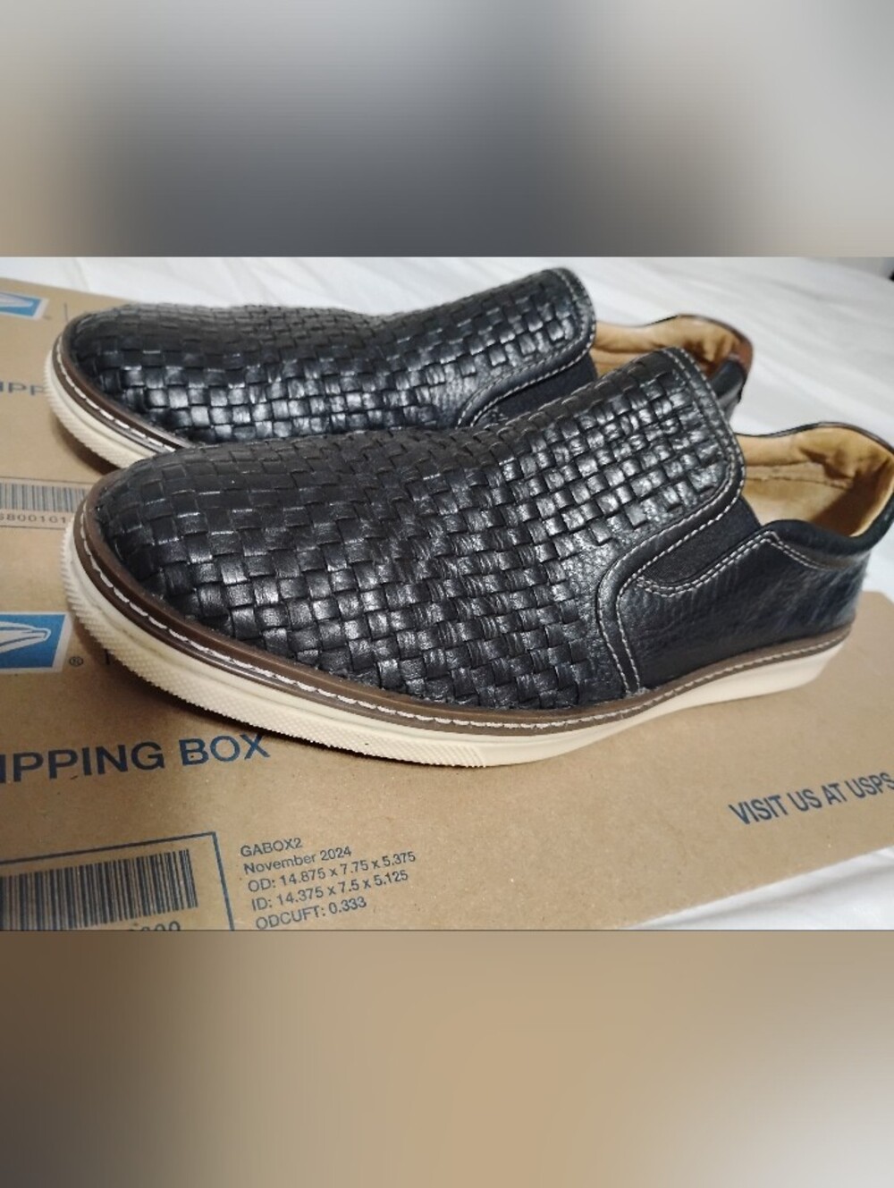 Johnston & Murphy Woven Leather Slip On Loafers Men’s 8.5M Sheepskin Casual Shoe - Picture 2 of 8